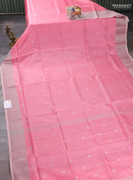Pure uppada silk saree light pink with allover zari woven buttas and zari woven border