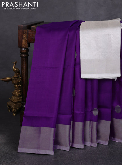 Pure uppada silk saree purple and pastel purple with allover silver coin buttas and zari woven border