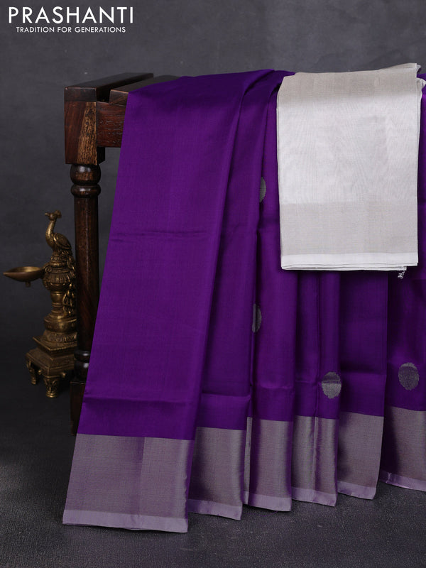 Pure uppada silk saree purple and pastel purple with allover silver coin buttas and zari woven border