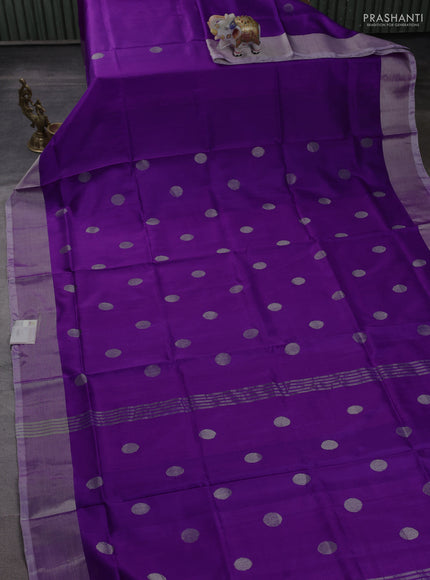 Pure uppada silk saree purple and pastel purple with allover silver coin buttas and zari woven border