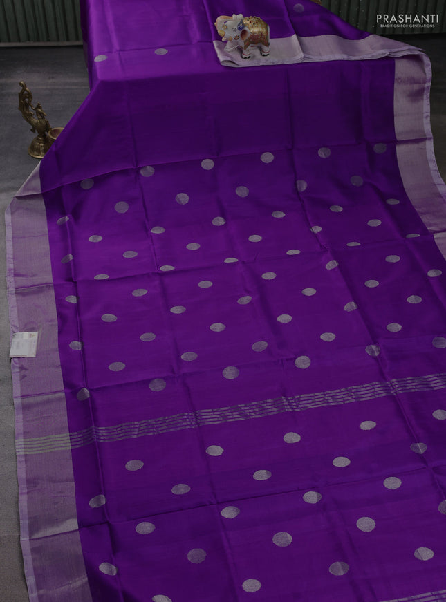 Pure uppada silk saree purple and pastel purple with allover silver coin buttas and zari woven border