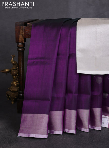Pure uppada silk saree violet and pastel purple with allover coin buttas and zari woven border