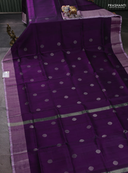 Pure uppada silk saree violet and pastel purple with allover coin buttas and zari woven border