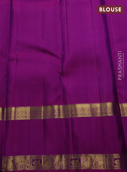 Pure kanchipuram silk saree violet and pink with zari woven buttas and long rettapet zari woven border