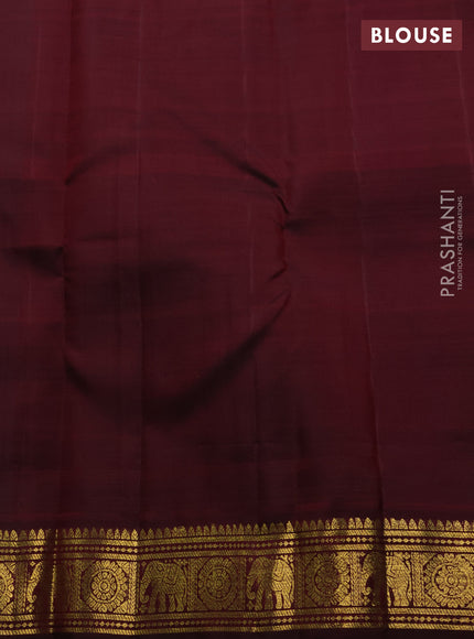 Pure kanchipuram silk saree rust shade and wine shade with zari woven buttas and rich zari woven border