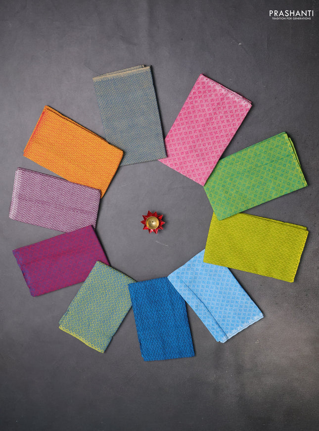 Chettinad cotton jacquard blouse bits multi colour and multi design pack of 10