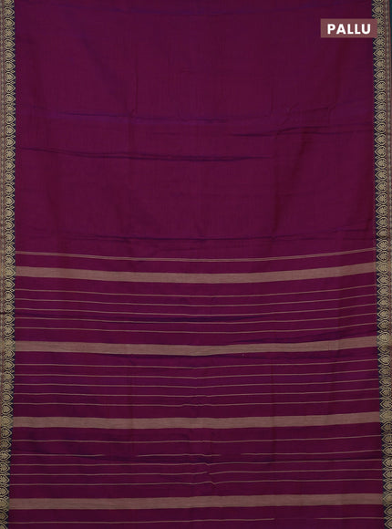 Narayanpet cotton saree magenta pink and green with plain body and thread woven border