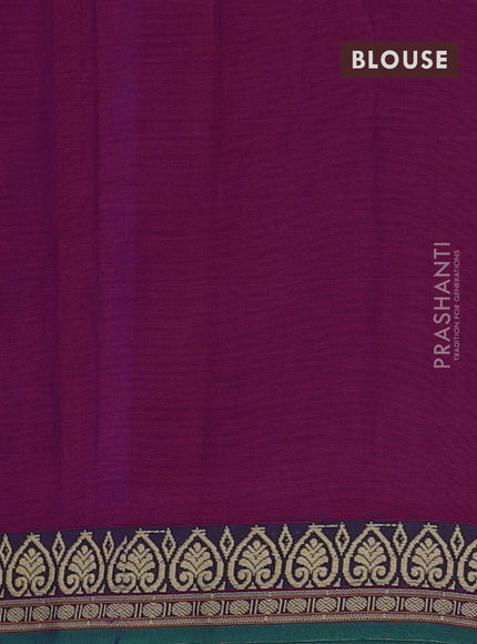 Narayanpet cotton saree magenta pink and green with plain body and thread woven border