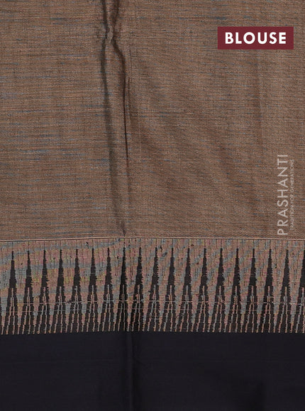 Narayanpet cotton saree chikku shade and black with plain body and temple design simple border