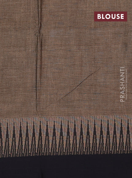 Narayanpet cotton saree chikku shade and black with plain body and temple design simple border
