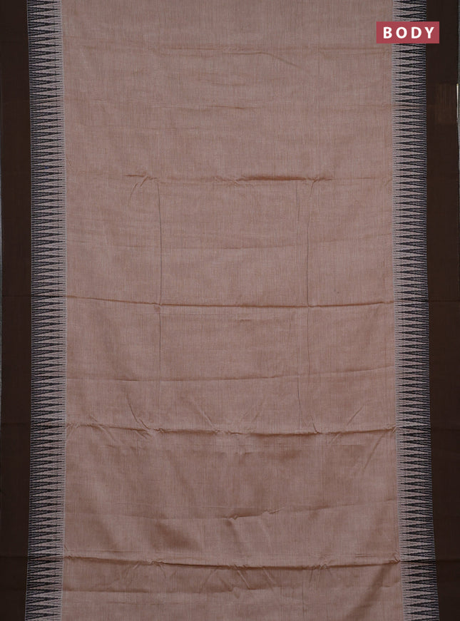 Narayanpet cotton saree sandal and dark dandal with plain body and temple design simple border