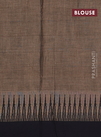 Narayanpet cotton saree chikku shade and black with plain body and temple design simple border