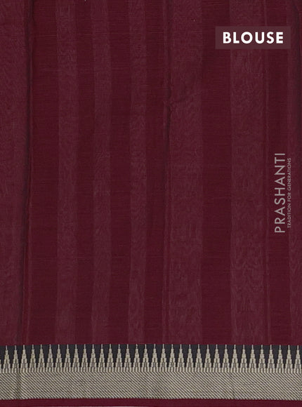 Narayanpet cotton saree deep maroon with plain body and temple design thraed woven border