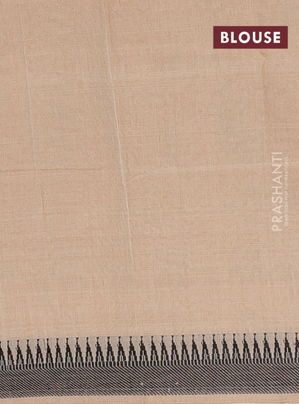 Narayanpet cotton saree sandal with plain body and temple design thraed woven border