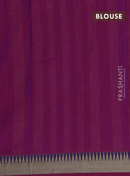 Narayanpet cotton saree magenta pink with plain body and temple design thraed woven border