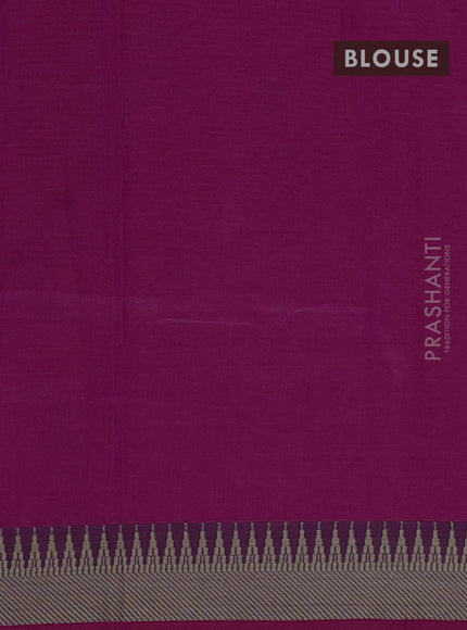 Narayanpet cotton saree magenta pink with plain body and temple design thraed woven border