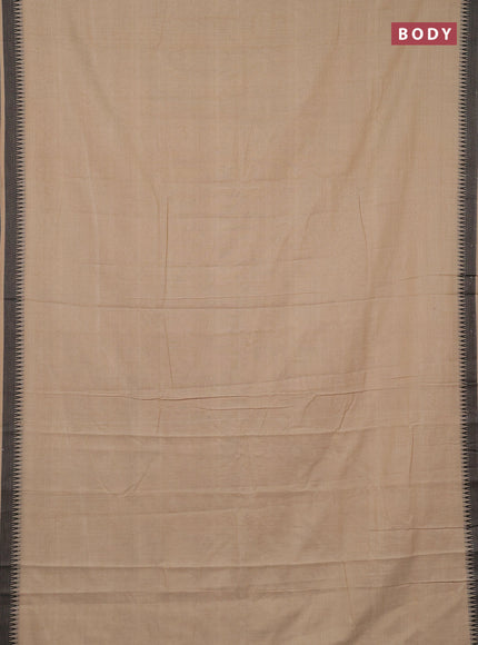 Narayanpet cotton saree sandal with plain body and temple design thraed woven border