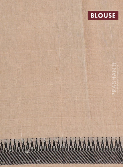 Narayanpet cotton saree sandal with plain body and temple design thraed woven border