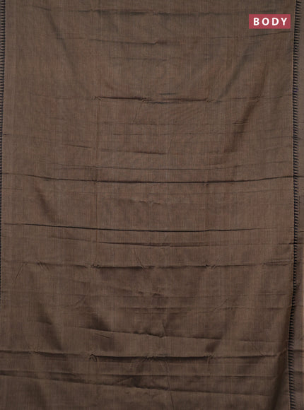 Narayanpet cotton saree chikku shade with plain body and temple design thraed woven border