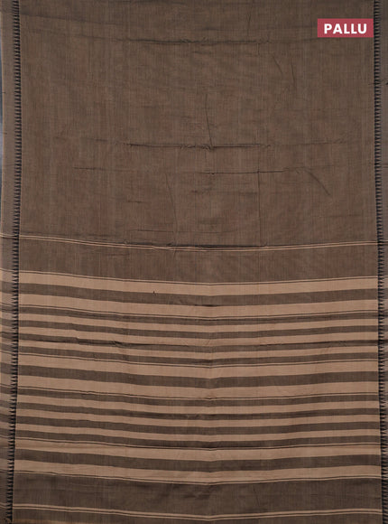 Narayanpet cotton saree chikku shade with plain body and temple design thraed woven border