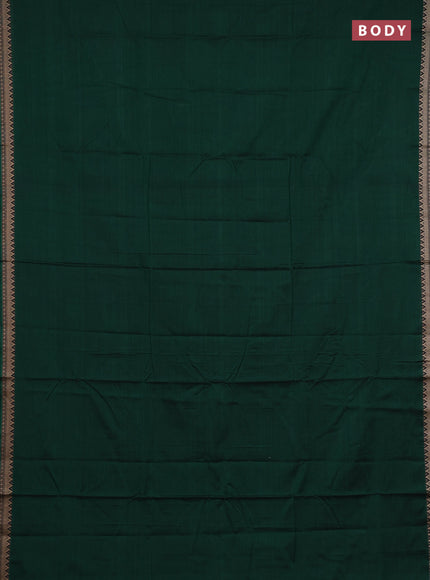 Narayanpet cotton saree green with plain body and temple design thraed woven border