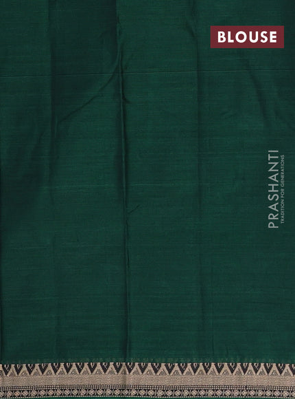 Narayanpet cotton saree green with plain body and temple design thraed woven border