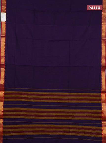 Narayanpet cotton saree violet and magenta pink with plain body and temple zari woven border