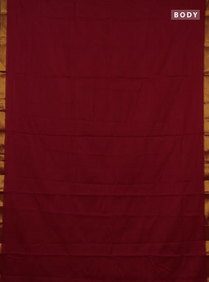 Narayanpet cotton saree red with plain body and temple zari woven border