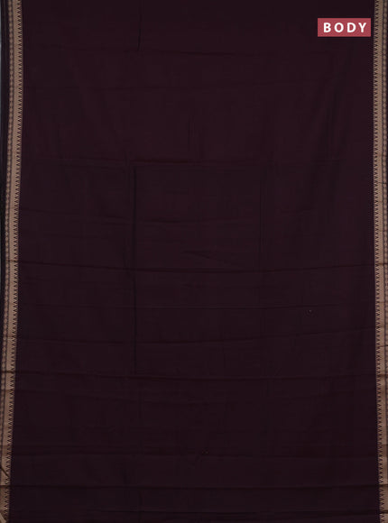 Narayanpet cotton saree deep wine shade with plain body and temple design thraed woven border