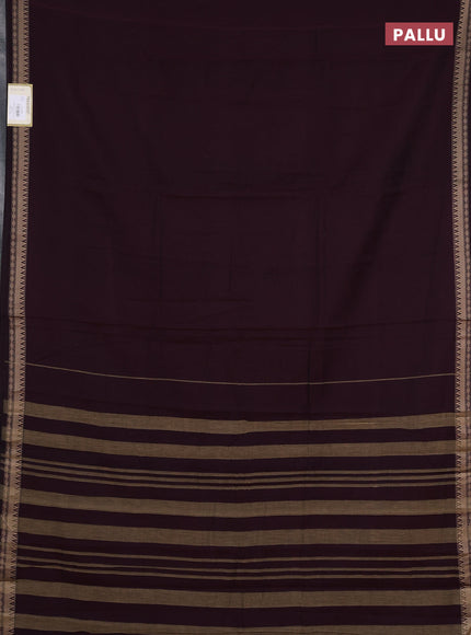 Narayanpet cotton saree deep wine shade with plain body and temple design thraed woven border