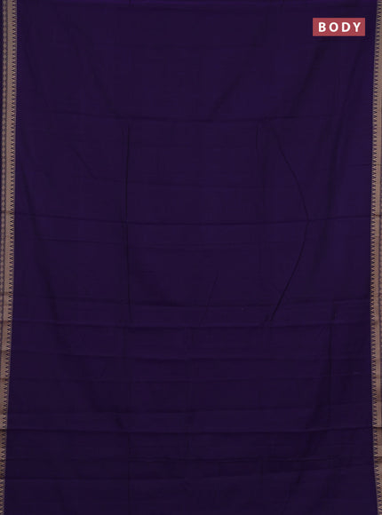 Narayanpet cotton saree deep violet with plain body and temple design thraed woven border