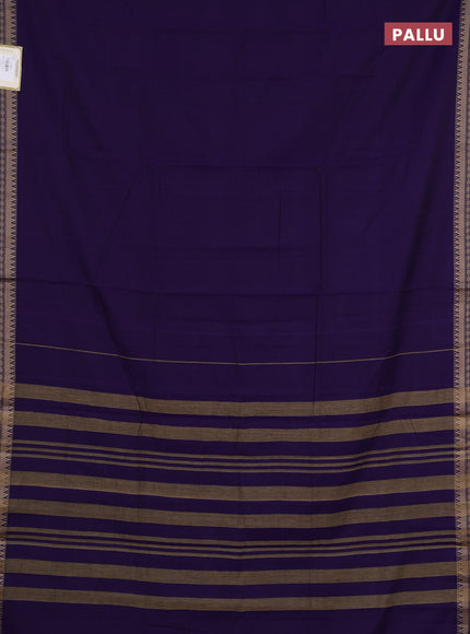 Narayanpet cotton saree deep violet with plain body and temple design thraed woven border