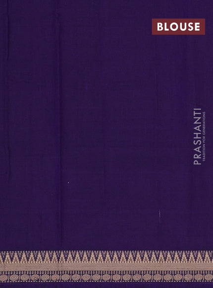 Narayanpet cotton saree deep violet with plain body and temple design thraed woven border