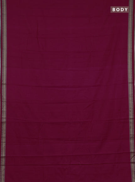 Narayanpet cotton saree pink with plain body and temple design thraed woven border