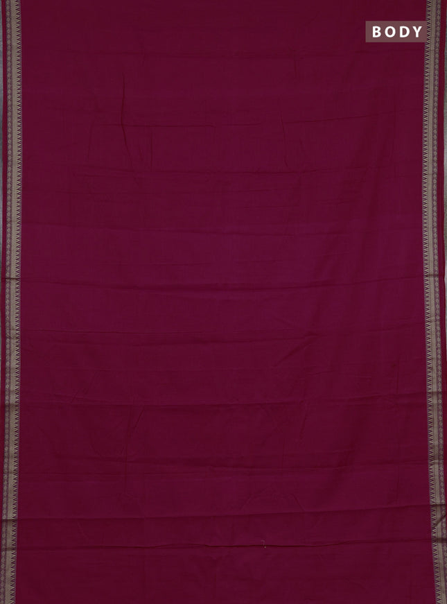 Narayanpet cotton saree pink with plain body and temple design thraed woven border