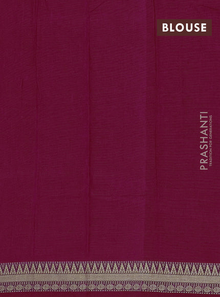 Narayanpet cotton saree pink with plain body and temple design thraed woven border