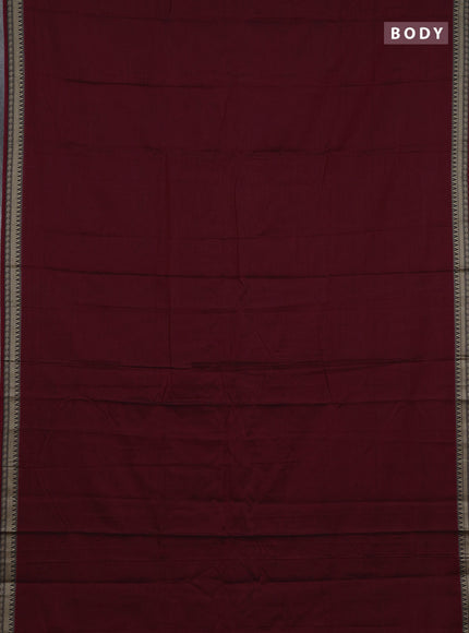 Narayanpet cotton saree deep maroon with plain body and temple design thread woven border