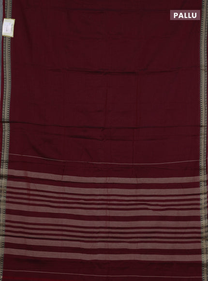 Narayanpet cotton saree deep maroon with plain body and temple design thread woven border