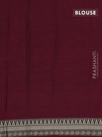 Narayanpet cotton saree deep maroon with plain body and temple design thread woven border
