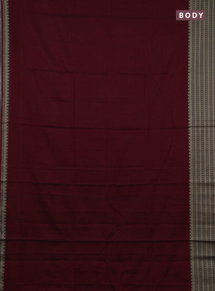Narayanpet cotton saree deep maroon with plain body and long thread woven border