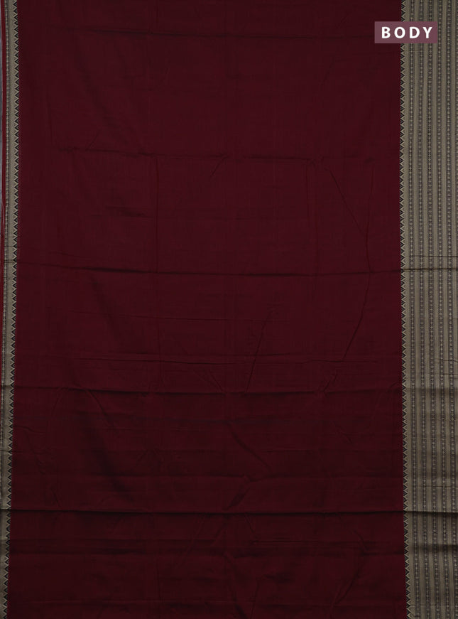 Narayanpet cotton saree deep maroon with plain body and long thread woven border