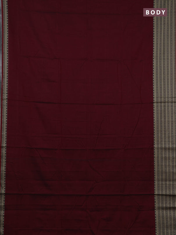 Narayanpet cotton saree deep maroon with plain body and long thread woven border