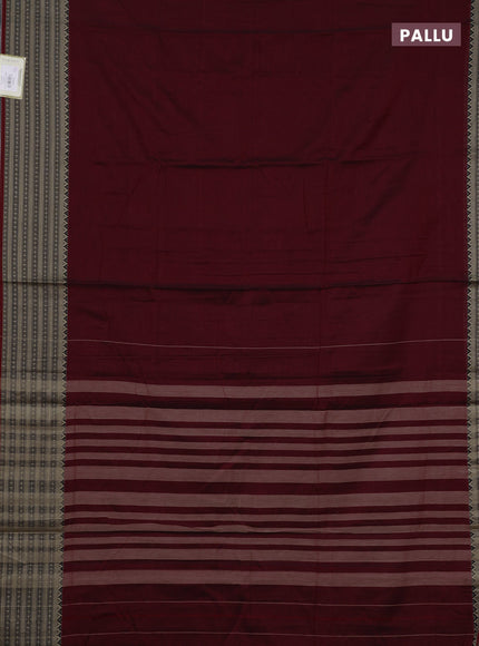 Narayanpet cotton saree deep maroon with plain body and long thread woven border