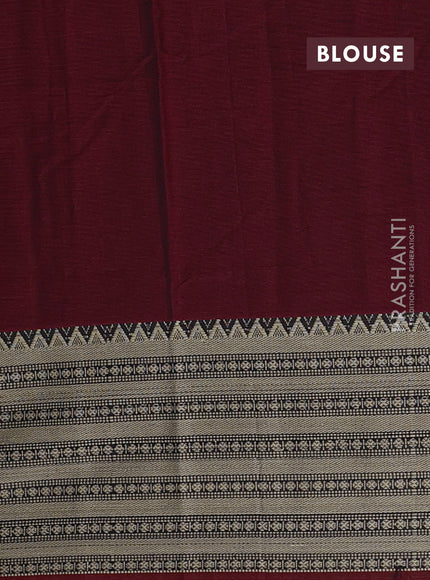 Narayanpet cotton saree deep maroon with plain body and long thread woven border