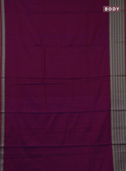 Narayanpet cotton saree magenta pink with plain body and long thread woven border