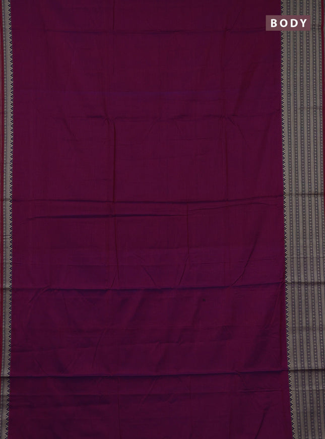 Narayanpet cotton saree magenta pink with plain body and long thread woven border