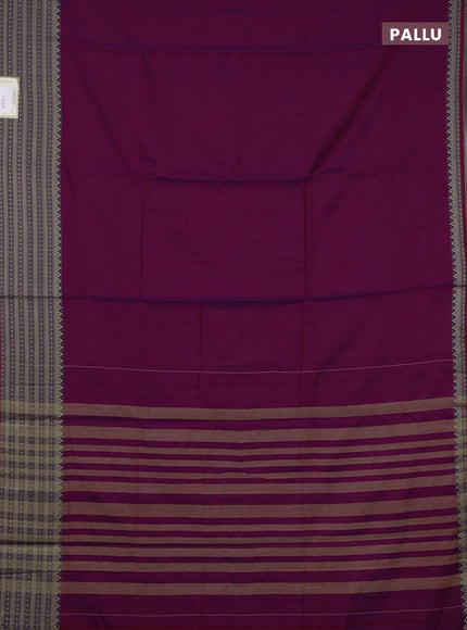 Narayanpet cotton saree magenta pink with plain body and long thread woven border