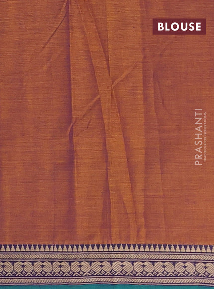 Narayanpet cotton saree mustard yellow and green with plain body and temple design thraed woven border