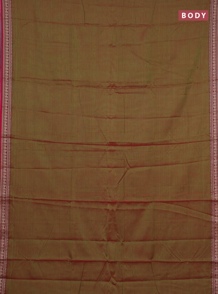 Narayanpet cotton saree manthulier green and pink with plain body and temple design thraed woven border