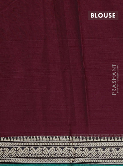 Narayanpet cotton saree deep maroon and green with plain body and temple design zari woven border